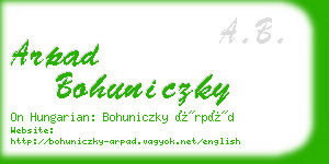 arpad bohuniczky business card